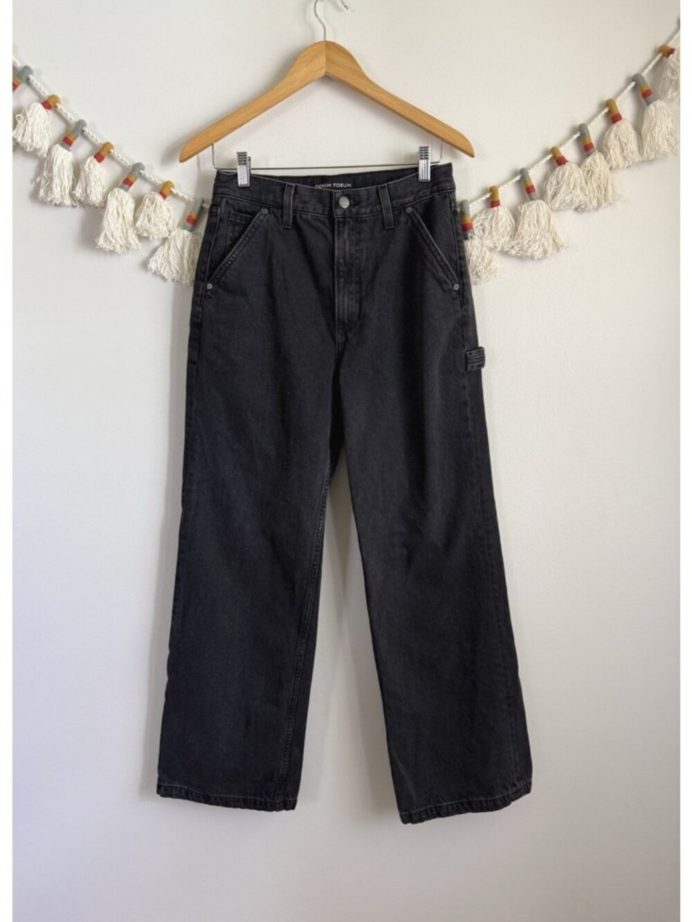Aritzia Denim Forum Hi Rise Carpenter Black Straight Leg Jeans Relaxed Size 27